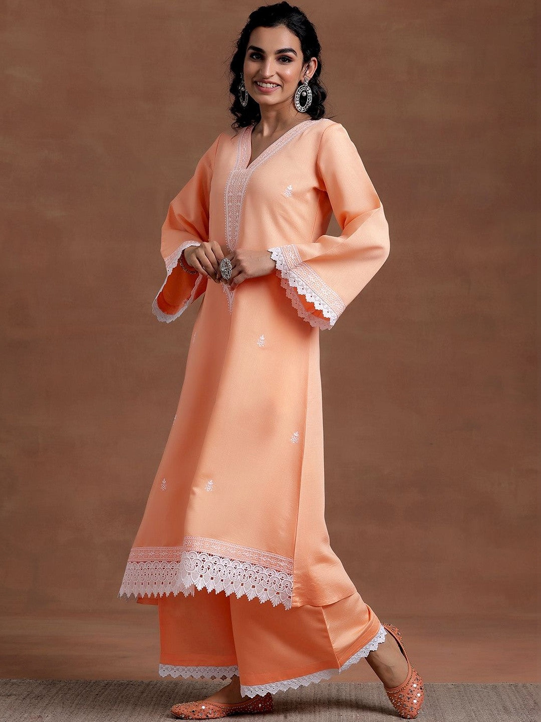 Women Ethnic Motifs Embroidered Regular Thread Work Kurta with Palazzos & With Dupatta