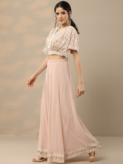 Dhiyona LL Ethnic Motifs Embroidered Top & Palazzo With Dupatta