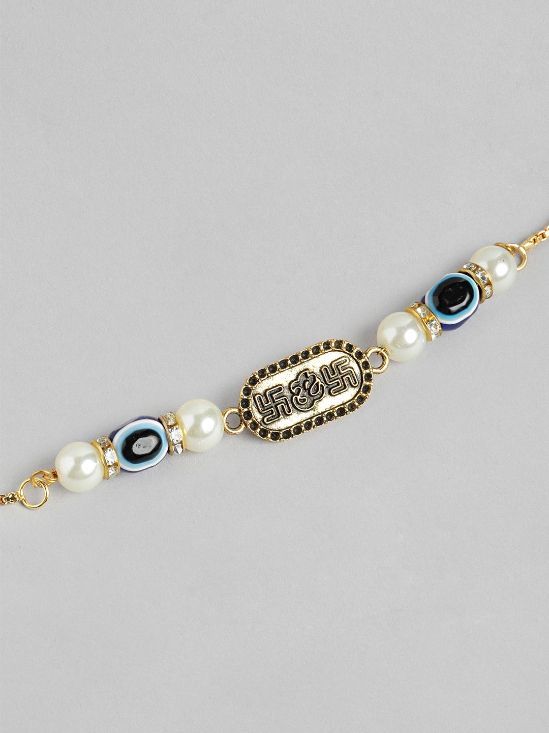 Dhiyona Unisex Set of 2 Beaded Bhai Bhabhi Rakhis With Roli & Chawal