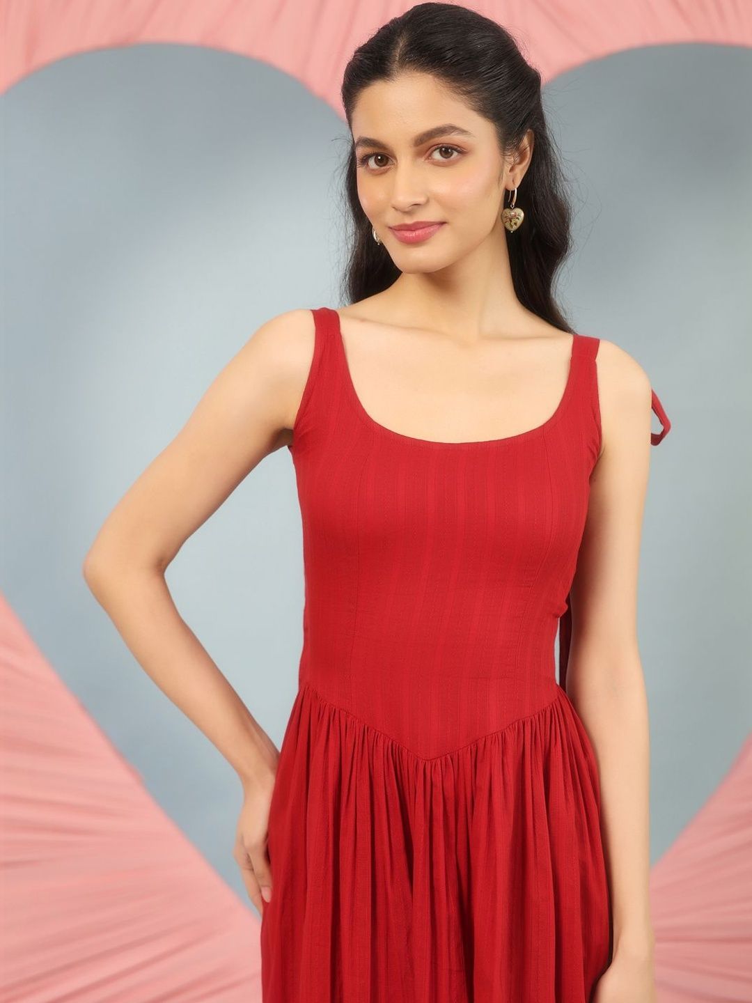 Dhiyona AY Women's Cotton Fit & Flared Midi Ethnic Dresses