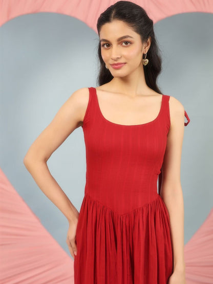 Dhiyona AY Women's Cotton Fit & Flared Midi Ethnic Dresses