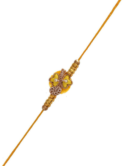 Dhiyona Sequinned & Zardosi Rakhi With Roli Chawal & Card