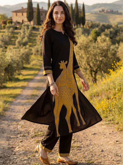 Women Animal Printed Regular Kurta with Palazzos
