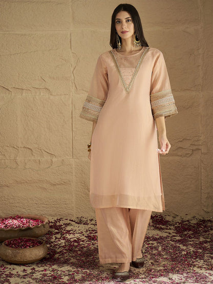 Dhiyona VA Women Solid Kurta with Palazzo & Dupatta