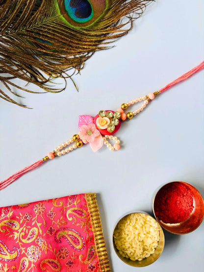 Dhiyona Set Of 2 Pink Floral Rakhi