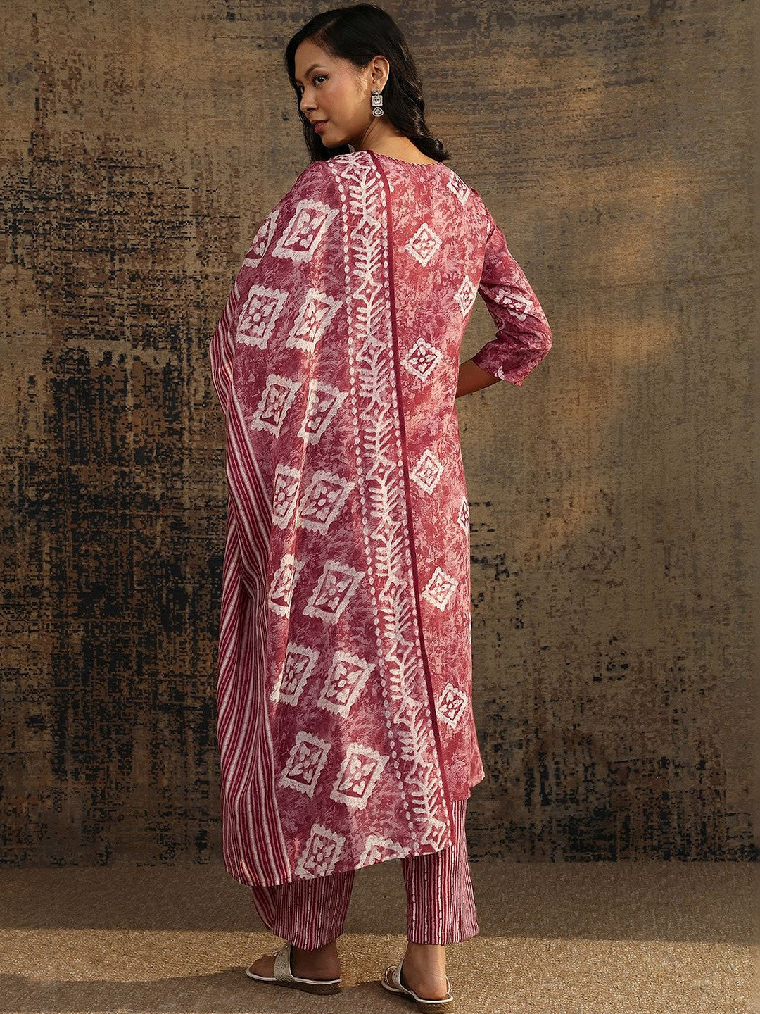 Women Ethnic Motifs Printed Regular Thread Work Kurta with Palazzos & With Dupatta