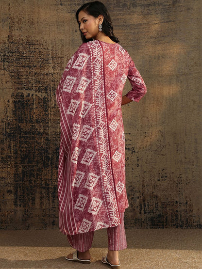 Women Ethnic Motifs Printed Regular Thread Work Kurta with Palazzos & With Dupatta