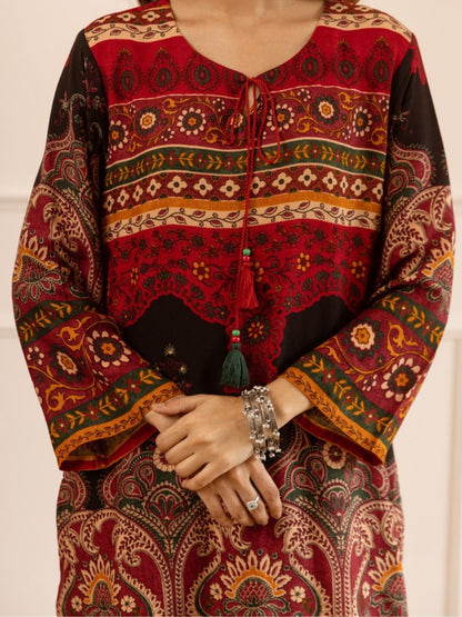 Karen carmine printed co-ord set