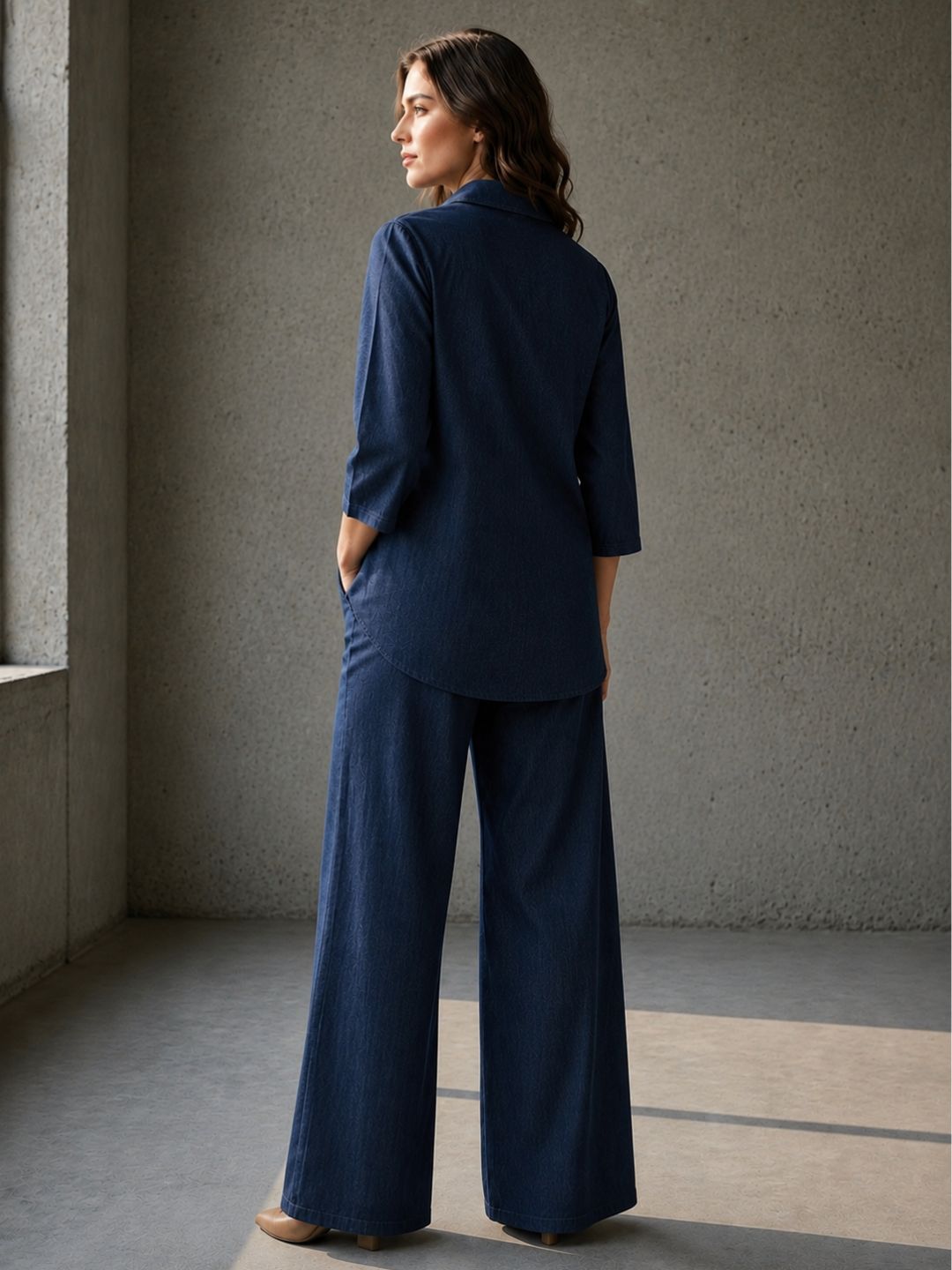 Prisha cyan embroidery denim co-ord set