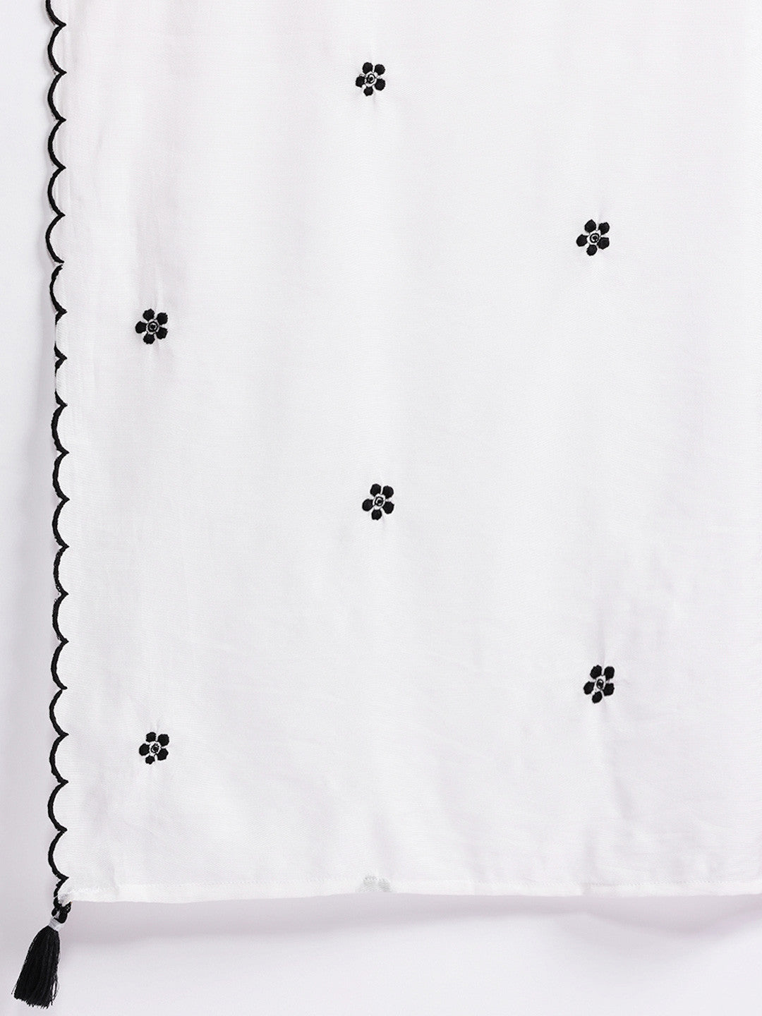 Floral Embroidered Thread Work Kurta With Trousers & Dupatta