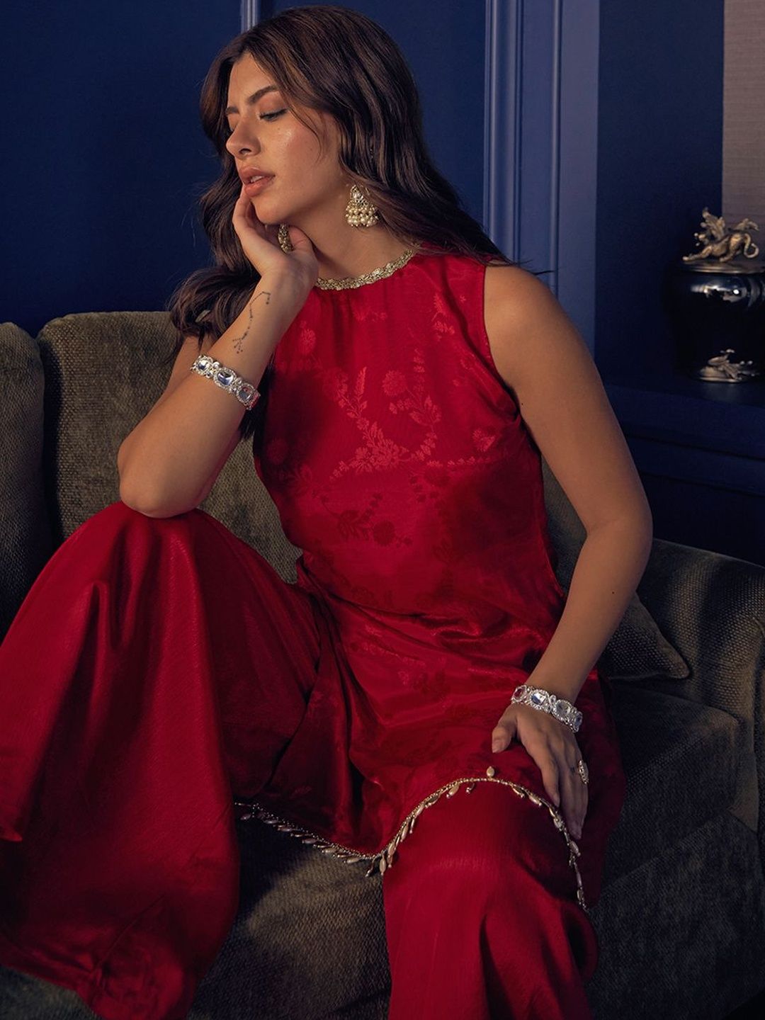 Dhiyona CH Women Regular Gotta Patti Kurta with Palazzos
