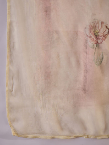 Women Floral Embroidered Linen Kurta with Trousers & Dupatta