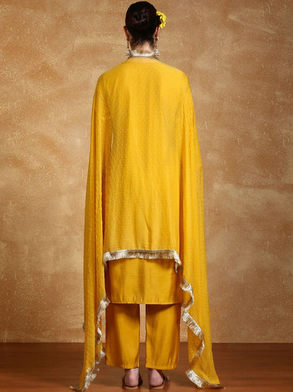 Dhiyona VA Women Ethnic Motifs Embroidered Regular Thread Work Kurta with Palazzos & With Dupatta