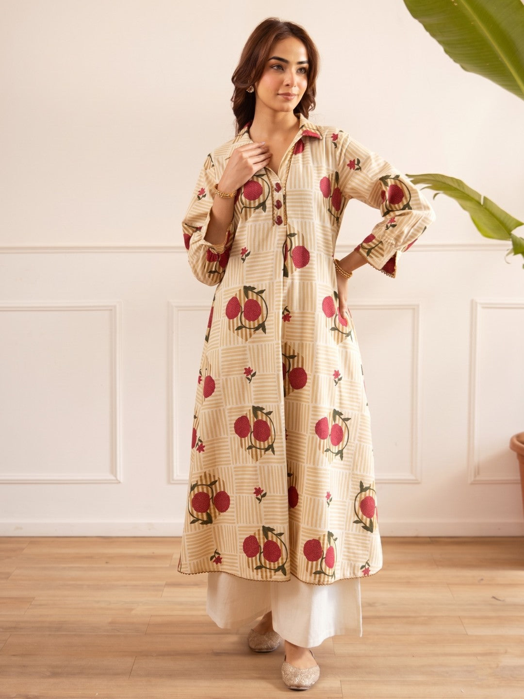 Karen sand Cotton kurta pant set