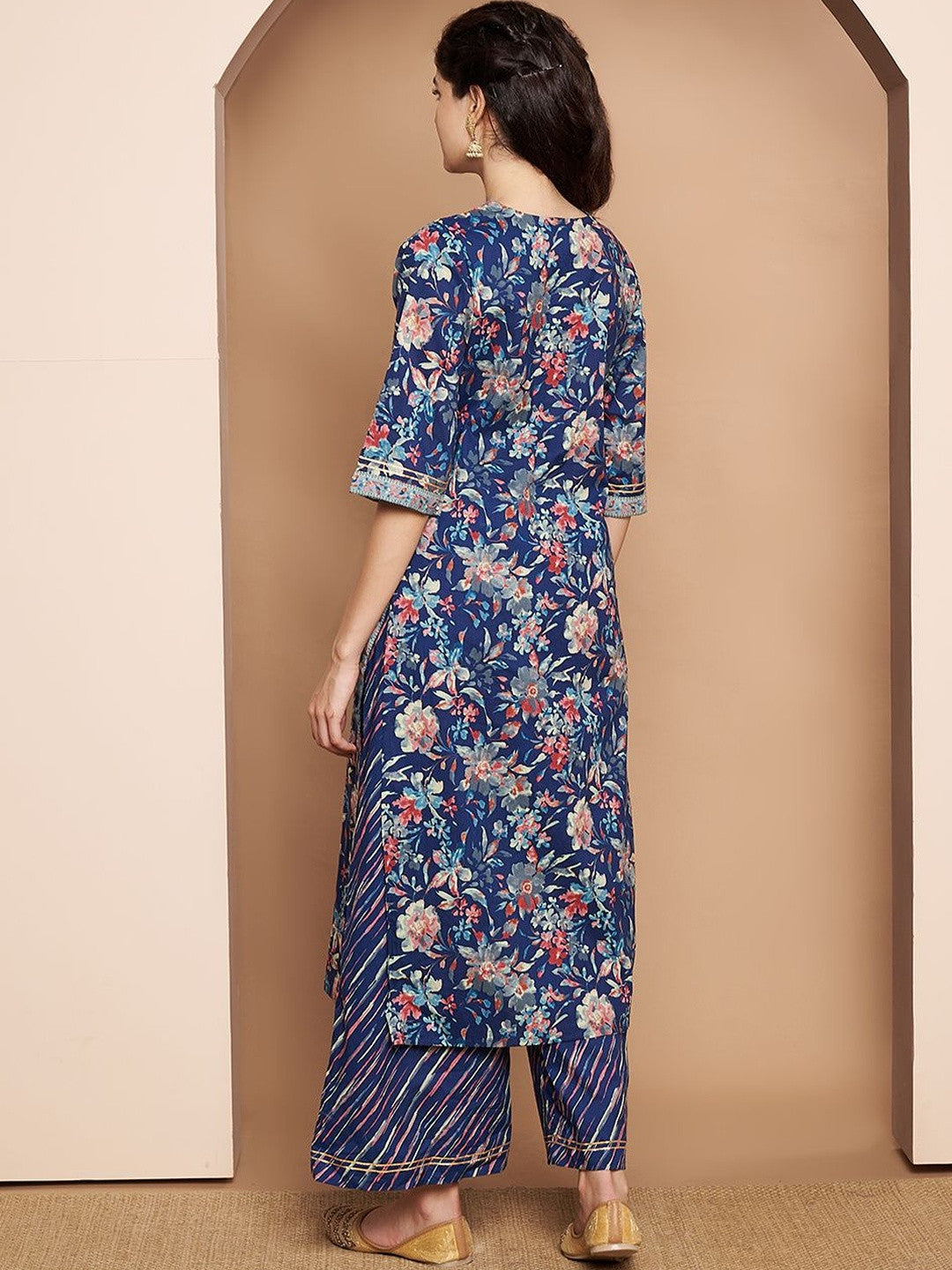 Women Floral Printed Regular Pure Cotton Kurta with Palazzos
