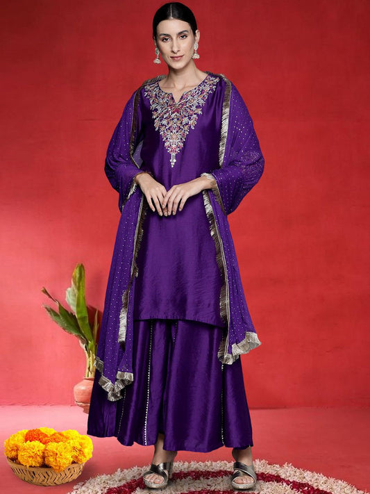 Dhiyona VA Women Floral Embroidered Kurta with Palazzos & Dupatta