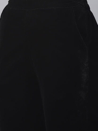 Dhiyona KL Women Ethnic Motifs Embroidered Regular Velvet Kurta with Trousers & With Dupatta