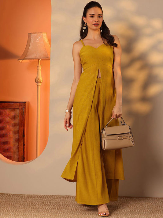 Women Solid A-Line Kurta with Palazzo