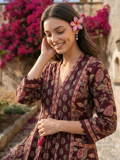 Printed V Neck Kurta Sets