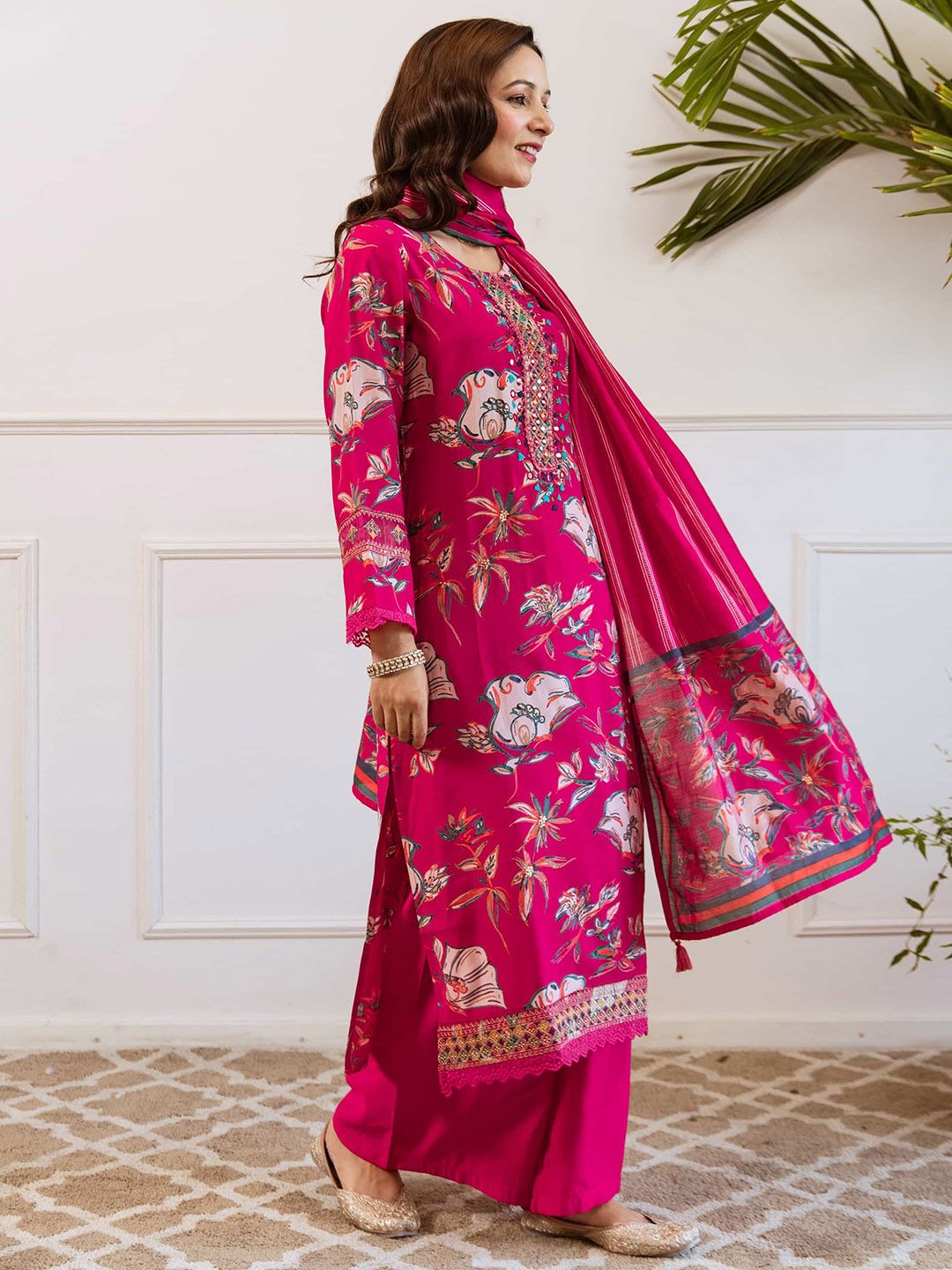 Dhiyona SN Women Floral Printed Kurta Palazzo With Dupatta Kurta Sets