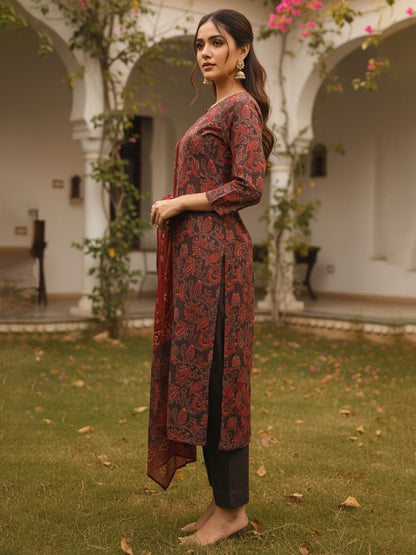 Dhiyona KL Ethnic Motifs Printed Kurta with Trousers & Dupatta