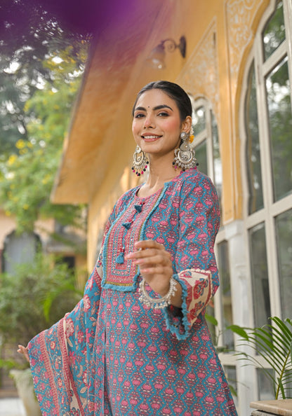 Bodhi Prussian Pure Cotton Suit Set