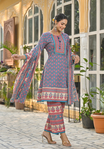 Bodhi Prussian Pure Cotton Suit Set
