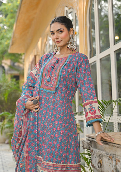 Bodhi Prussian Pure Cotton Suit Set