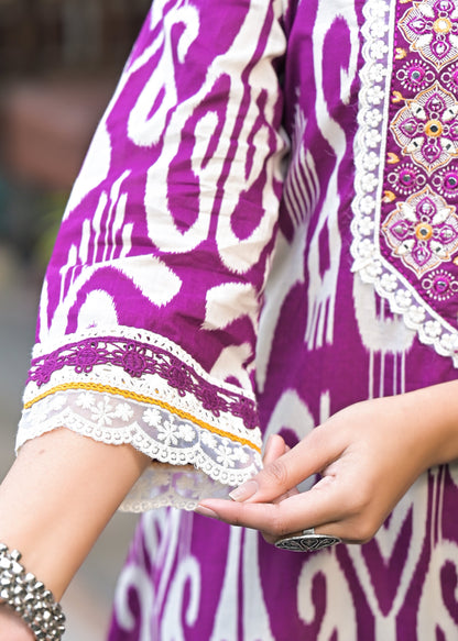 Pavitra Plum Ikat Print Cotton Co-ord Set