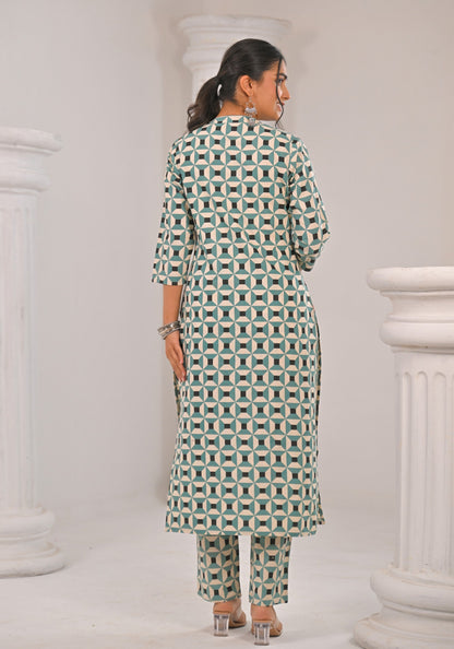 Sahila Pine Abstract Printed Kurta Pant set