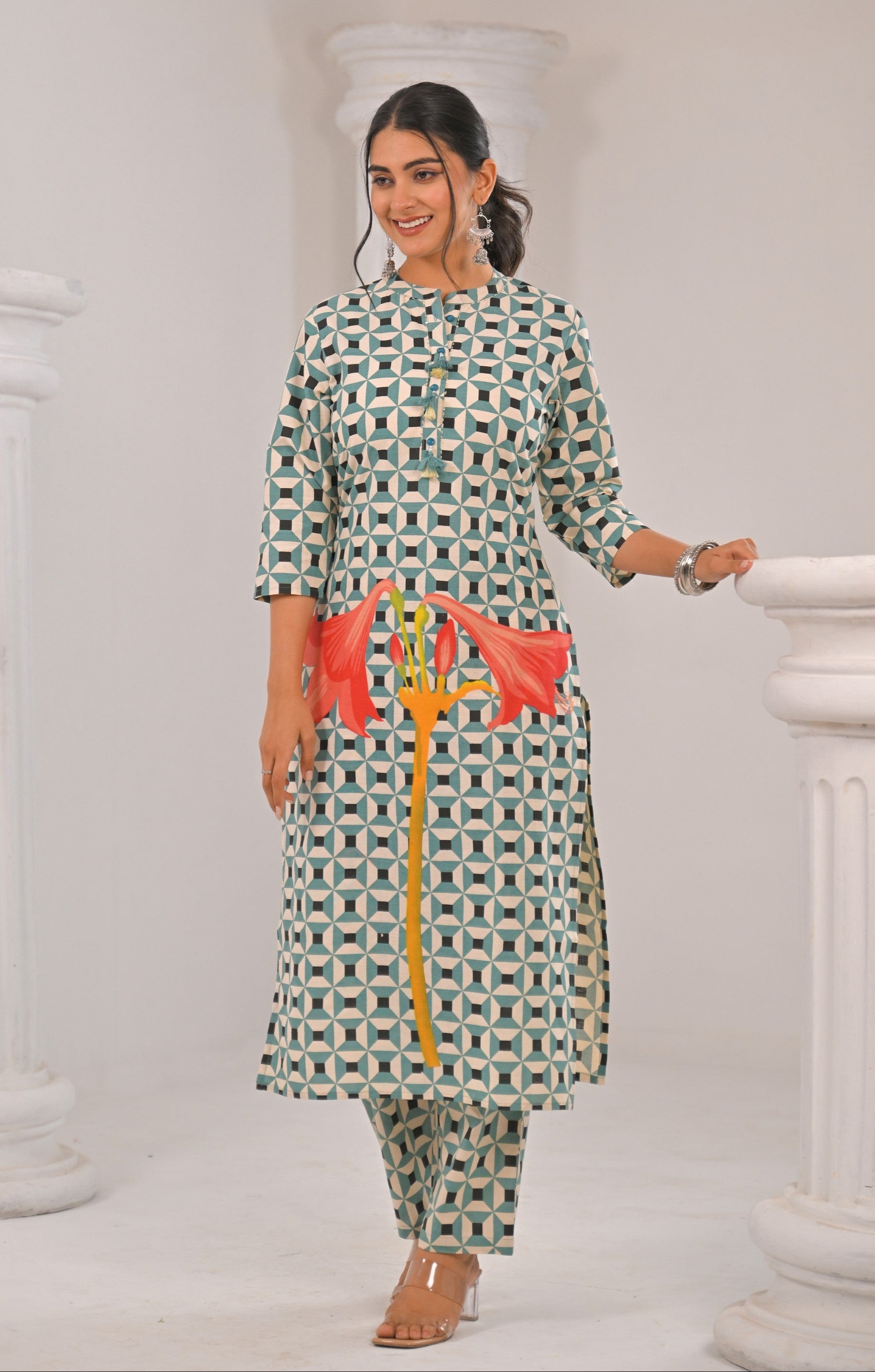 Sahila Pine Abstract Printed Kurta Pant set