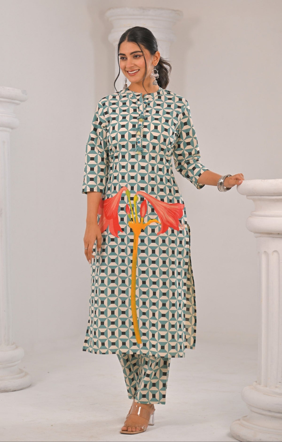 Sahila Pine Abstract Printed Kurta Pant set