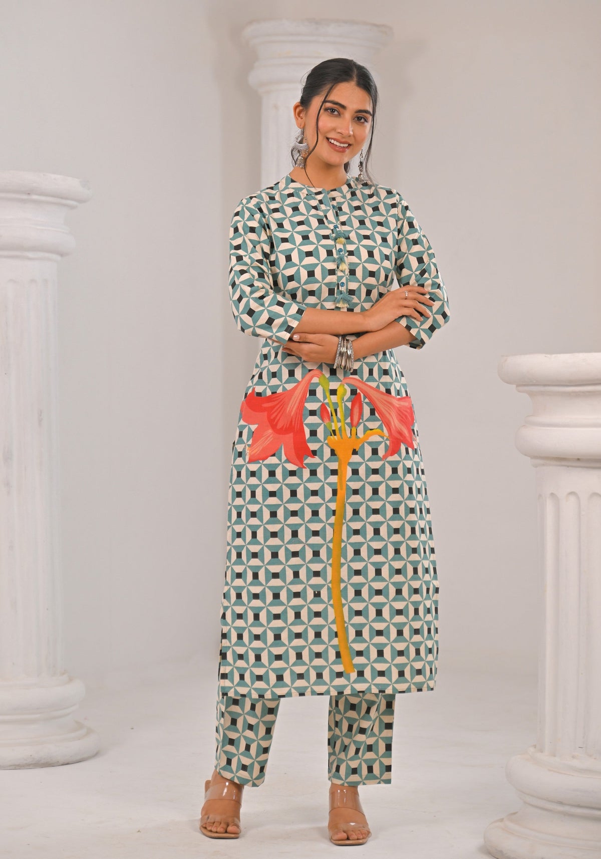 Sahila Pine Abstract Printed Kurta Pant set