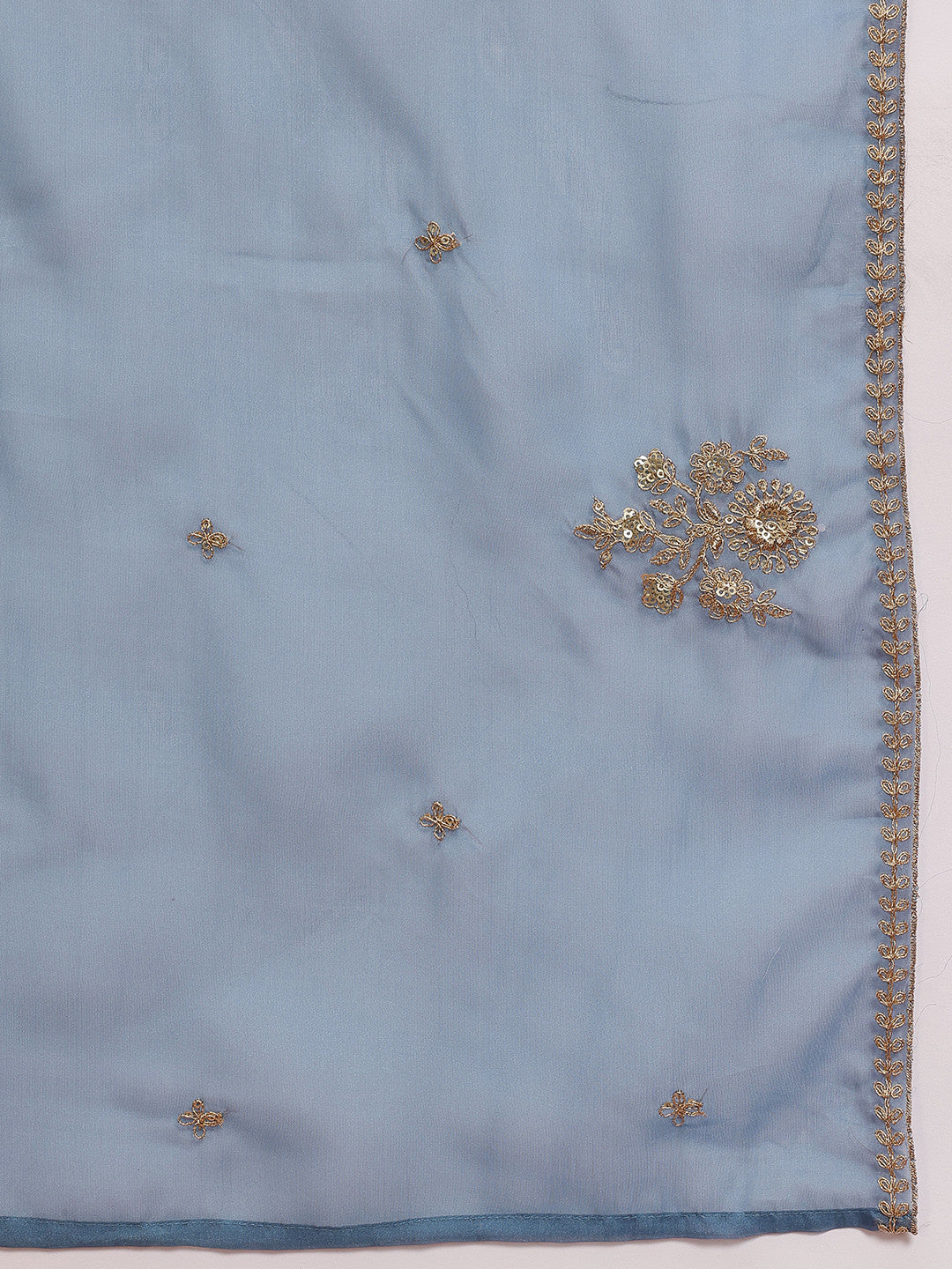 Ethnic Motifs Embroidered Sequinned V-Neck A-Line Kurta with Trousers & Dupatta