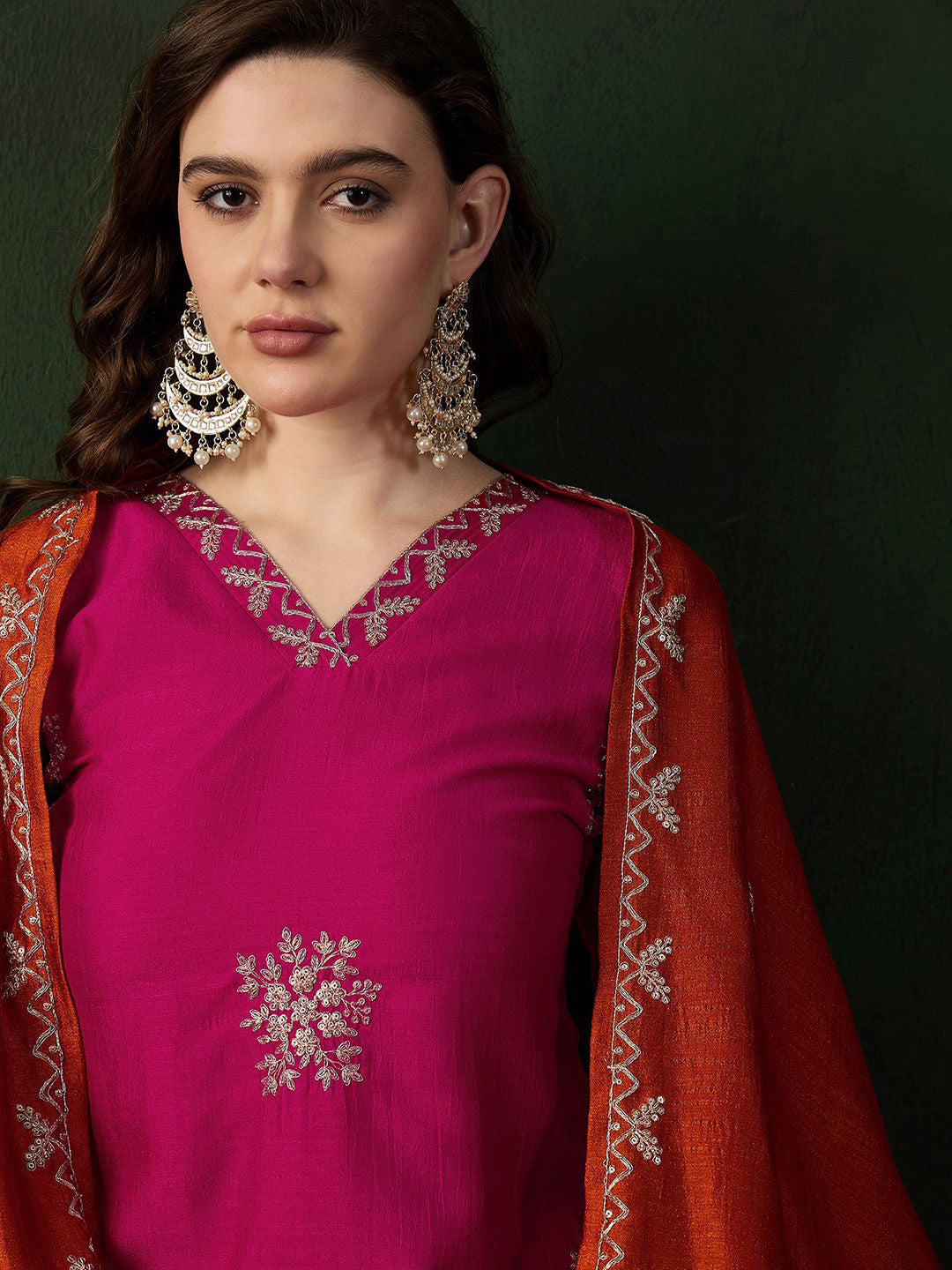 Embroidered Kurta Set With Dupatta