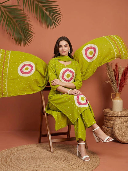 Women Ethnic Motifs Printed Regular Pure Cotton Kurta with Trousers & With Dupatta