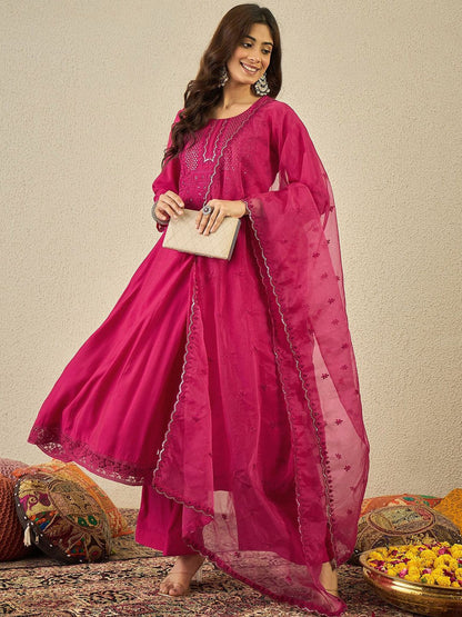 Dhiyona IN Women Ethnic Motifs Yoke Design Anarkali Kurta with Palazzos & Dupatta