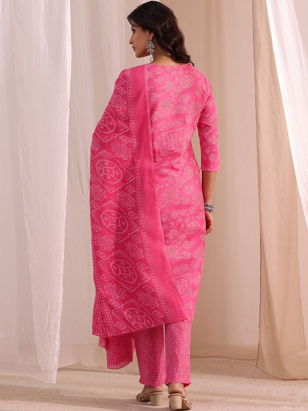 Women Ethnic Motifs Printed Regular Thread Work Kurta with Trousers & With Dupatta