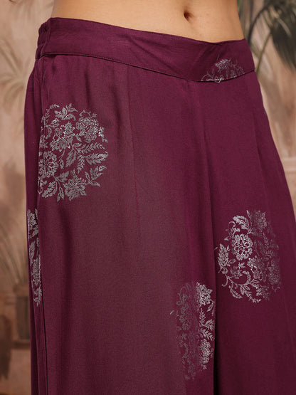 Floral Printed Empire Anarkali Kurta with Trousers