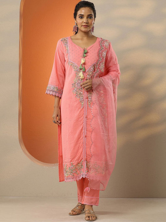 Women Floral Embroidered Kurta with Trousers & Dupatta