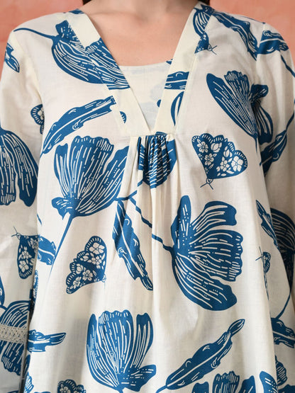 Printed Pure Cotton A-Line Kurta With Palazzos