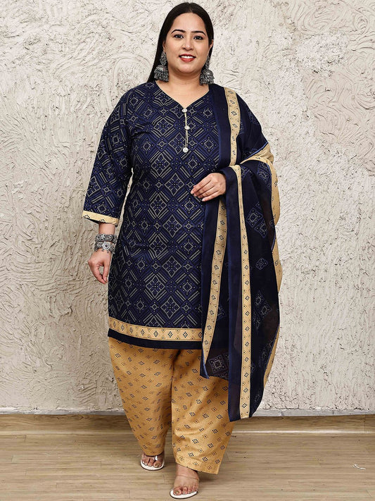 Dhiyona KL Women Geometric Printed Kurta with Salwar & With Dupatta
