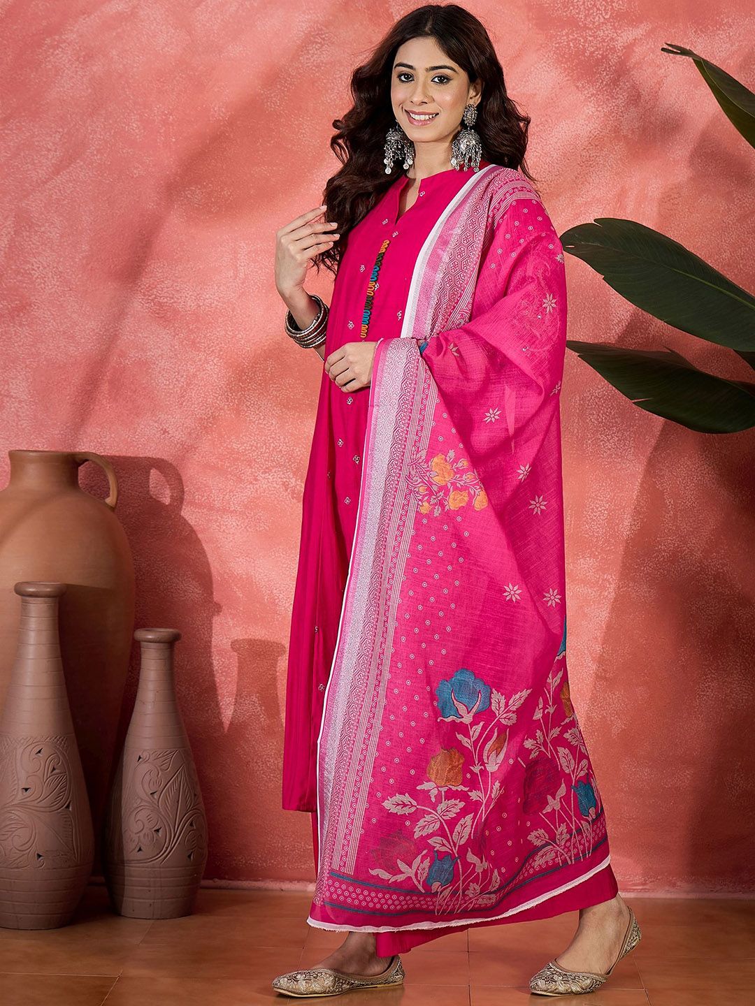 Dhiyona SN Embroidered Zari Work Anarkali Kurta & Palazzo With Dupatta