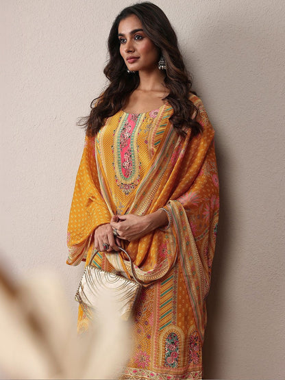 Women Ethnic Motifs Printed Regular Kurta with Trousers & With Dupatta