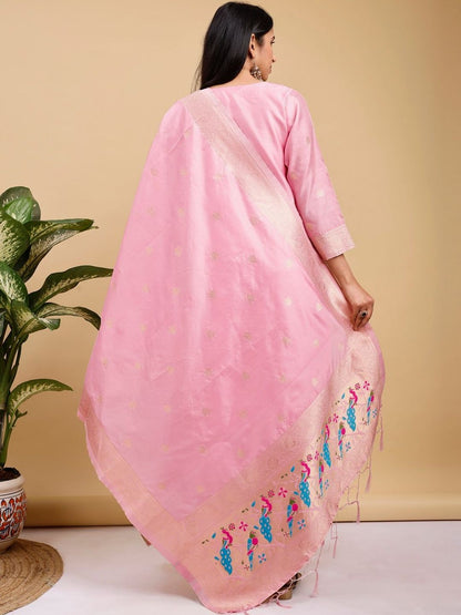 Dhiyona KL Women Ethnic Motifs Regular Thread Work Kurta with Palazzos & With Dupatta