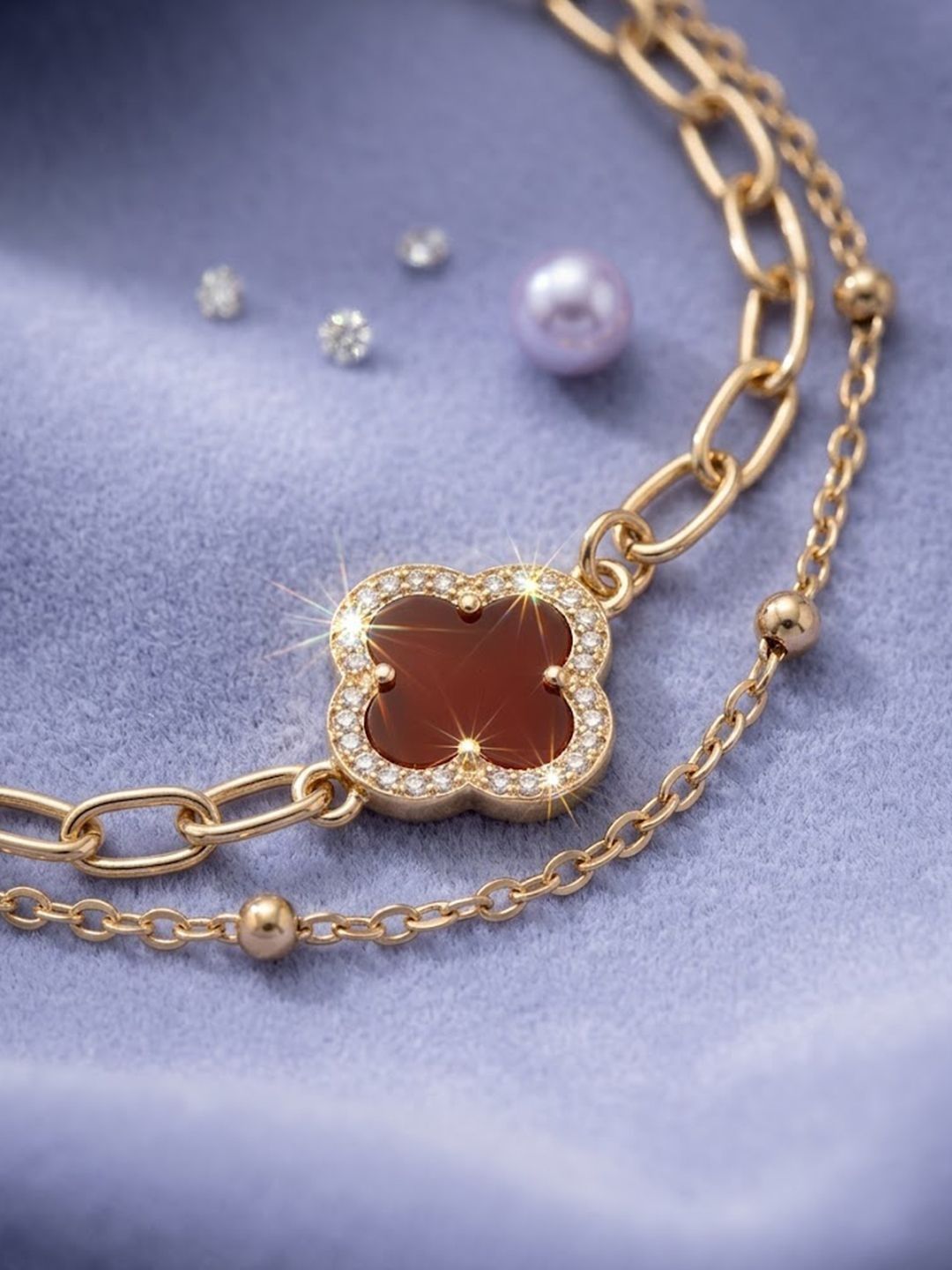 Dhiyona Women Artrificial Stones Gold Plated Rakhi With Roli Chawal Chandan Mishri