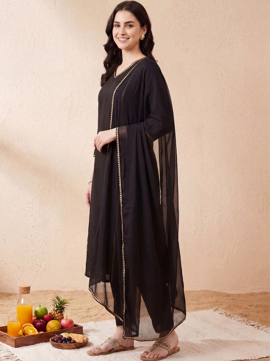Women Regular Cotton Kurta with Trousers & With Dupatta