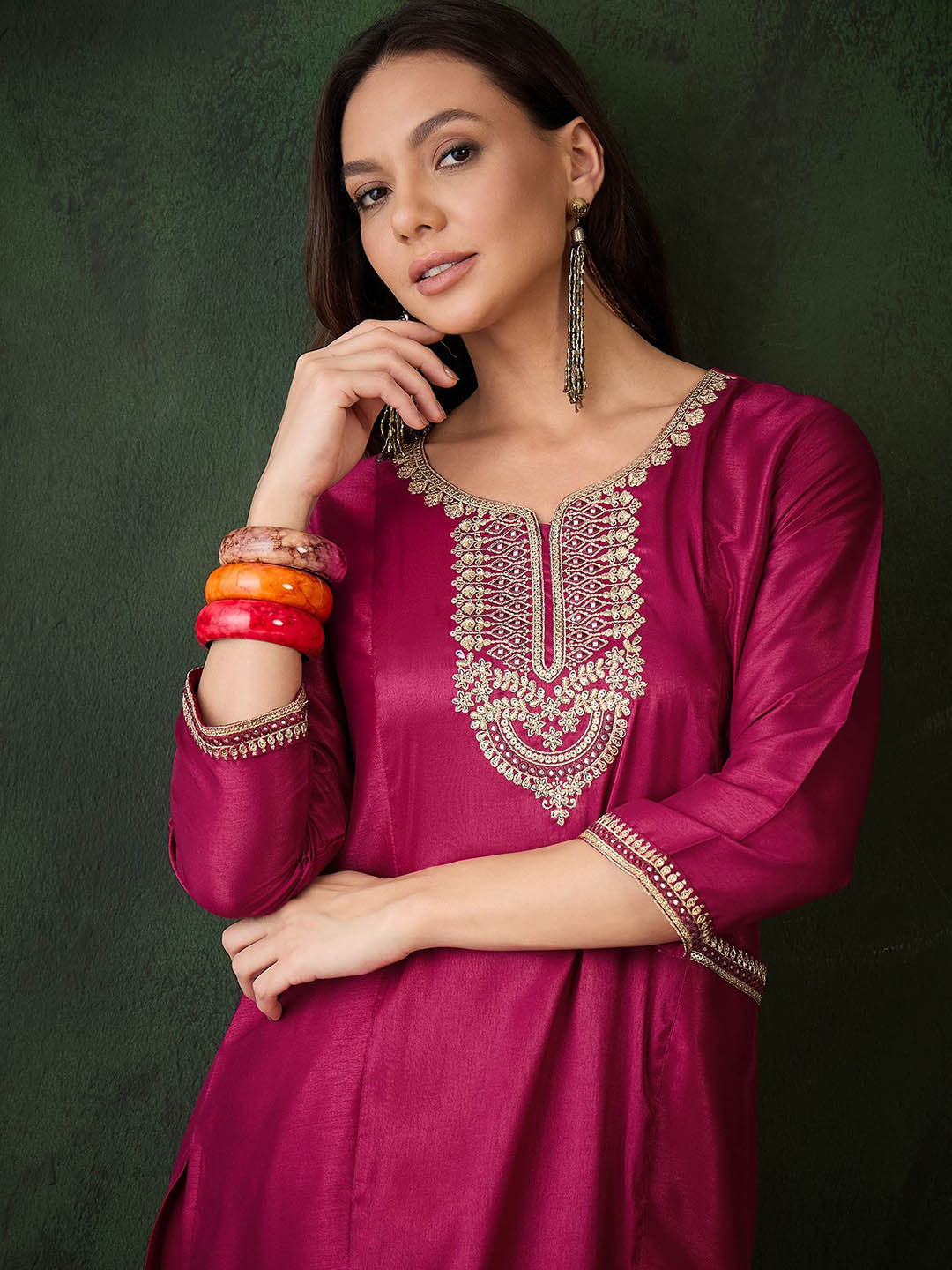 Dhiyona SN Women Embroidered Straight Kurta & Salwar