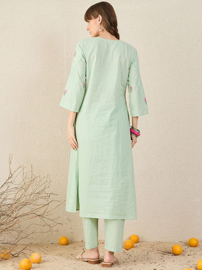 Dhiyona IE Embroidered A-Line Tunic With Trousers