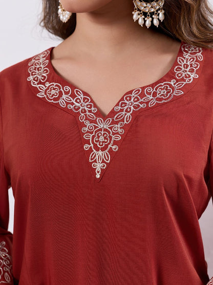 Dhiyona HOP Embroidered V-Neck Kurti Sharara & Dupatta
